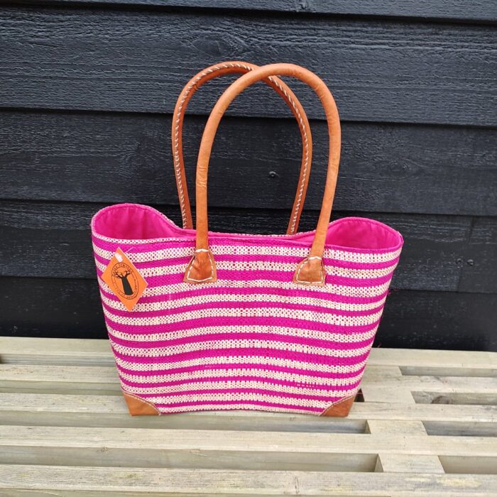 kurv-bast-pink-strib-lille